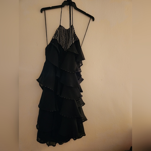 Zara FRINGED RHINESTONE MINI DRESS black sz XS BNWT - Picture 2 of 6